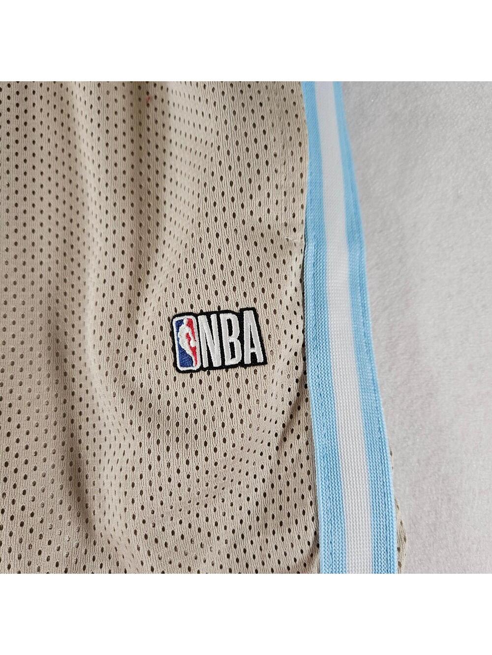 NBA Basketball Shorts Mens Small Beige Mesh Blue Trim Athletic Drawstring - Picture 2 of 10